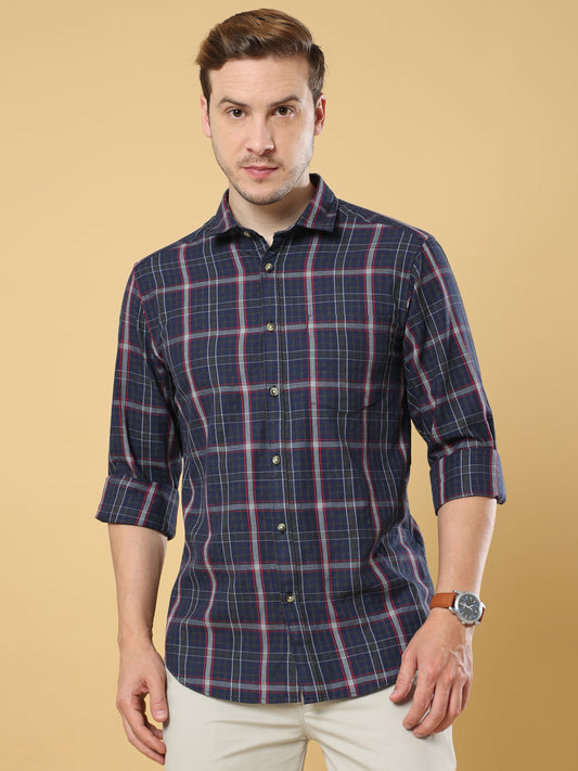 Long Sleeves Twill Check Shirt