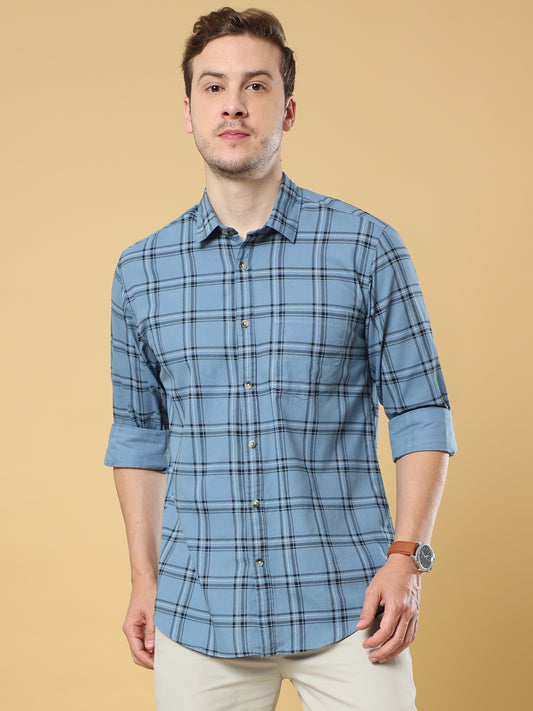 Long Sleeves Twill Check Shirt