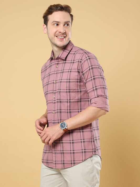 Long Sleeves Twill Check Shirt