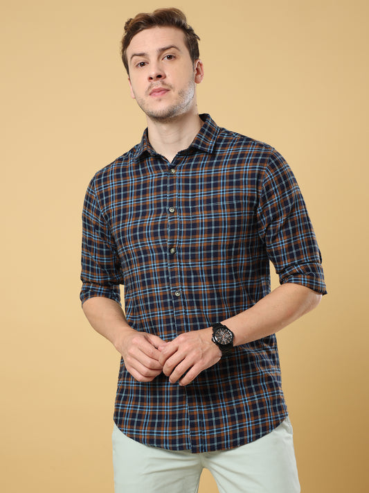 Long Sleeves Twill Check Shirt