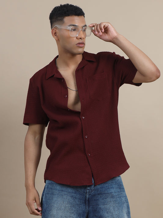 Short Sleeves Cuban Collar Shirt