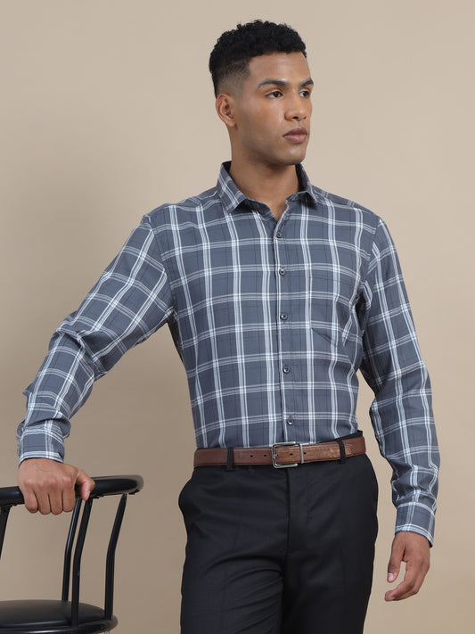 Long Sleeves Twill Check Shirt