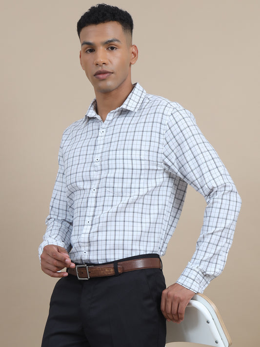 Long Sleeves Twill Check Shirt