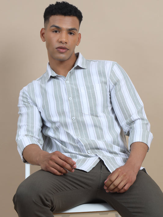 Long Sleeves Oxford Stripe Shirt