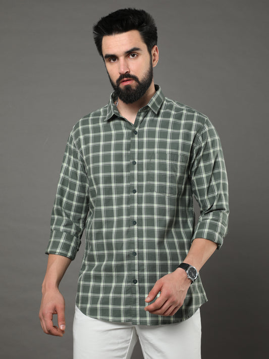 Long Sleeves Twill Check Shirt