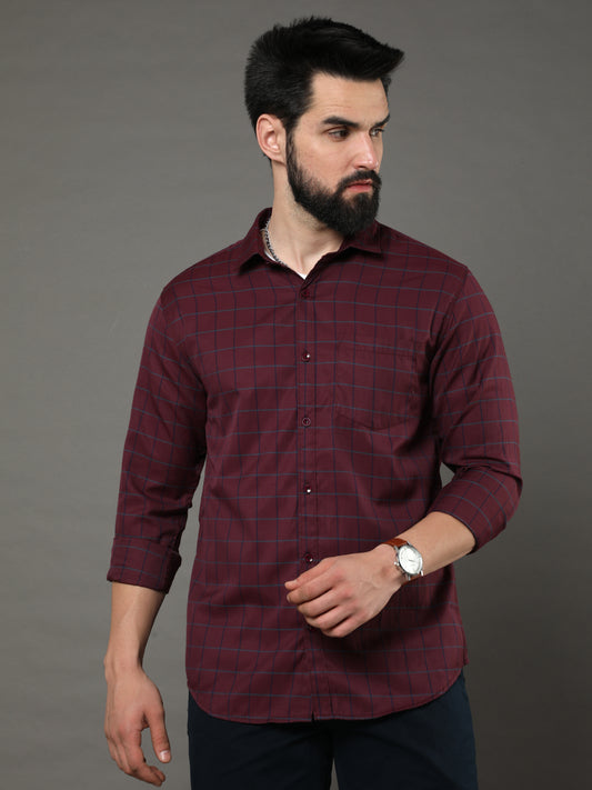 Long Sleeves Twill Check Shirt