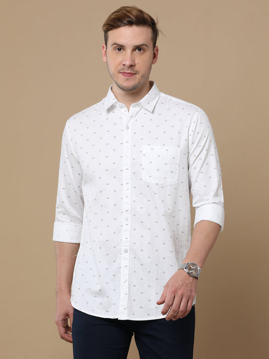 Long Sleeves Giza Cotton Geometric Shirt