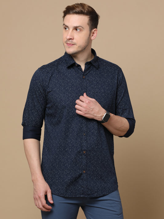 Long Sleeves Giza Cotton Geometric Shirt