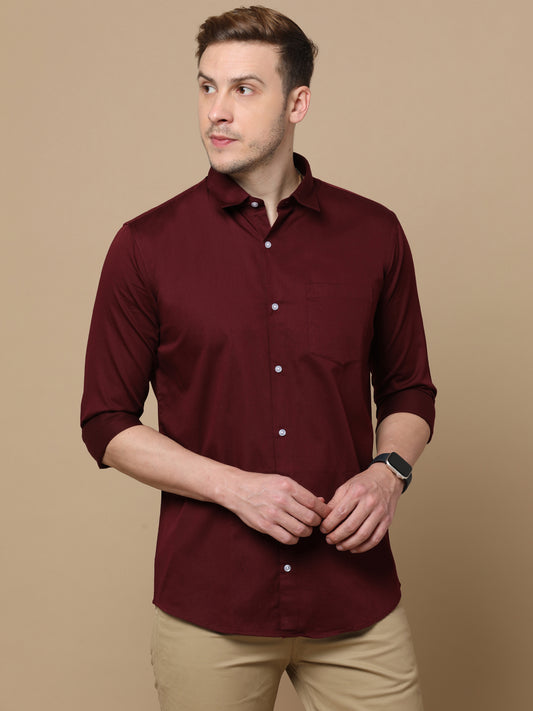 Long Sleeves Giza Cotton Plain Shirt