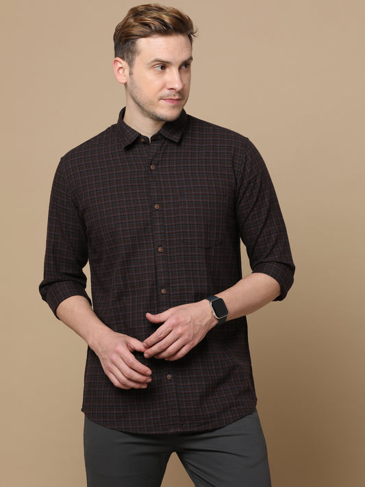 Long Sleeves Twill Check Shirt