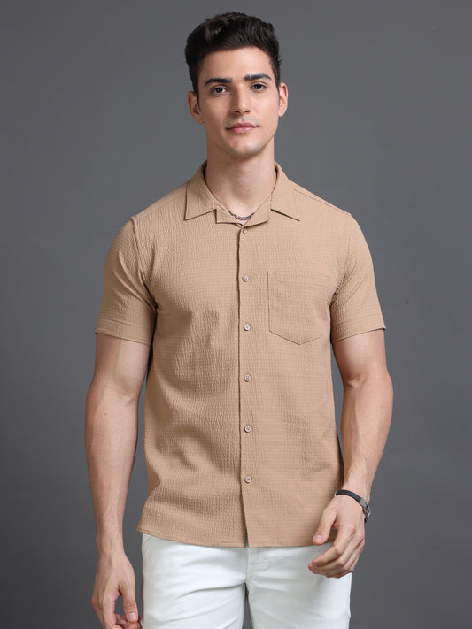 Short Sleeves Cuban Collar Shirt