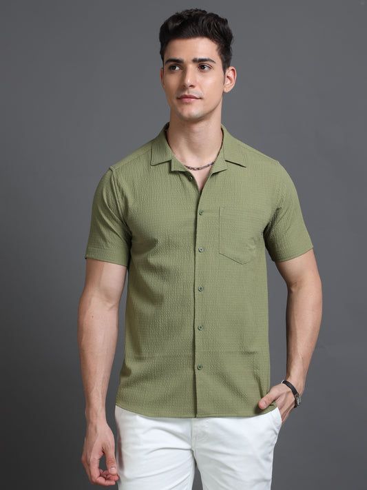 Short Sleeves Cuban Collar Shirt