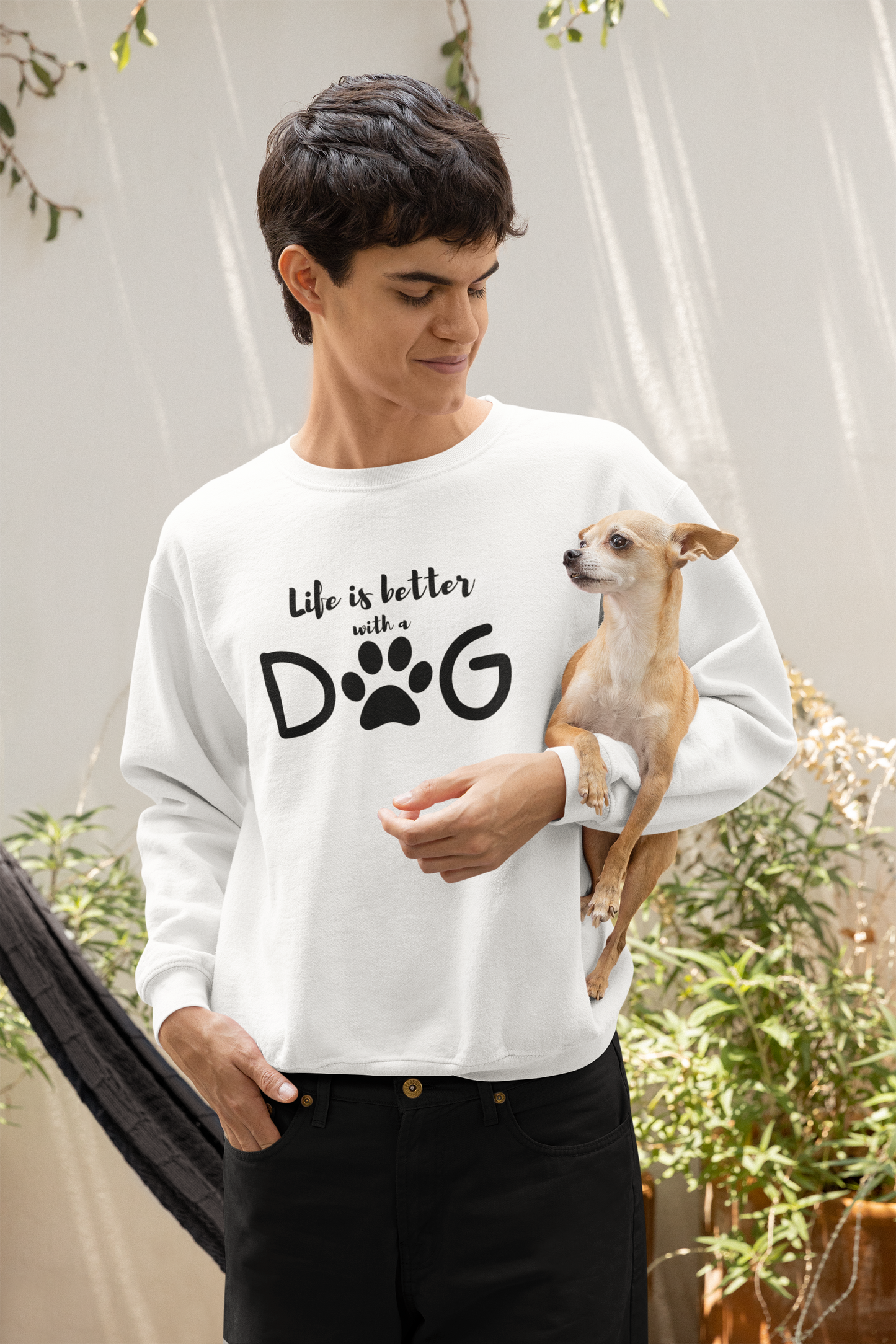 Life is Better With A dog Printed Snow Soft Unisex Sweatshirt