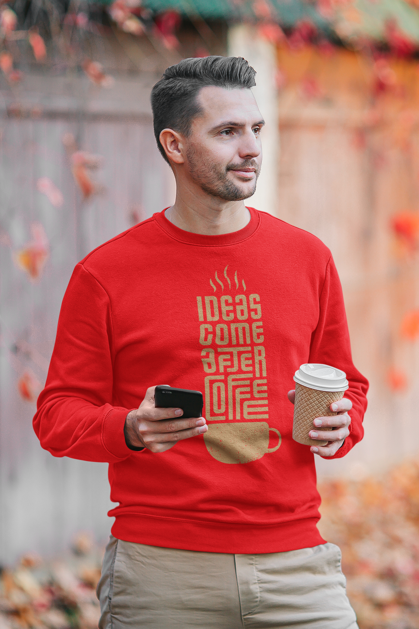 Ideas Come After Coffee Printed Snow Soft Unisex Sweatshirt